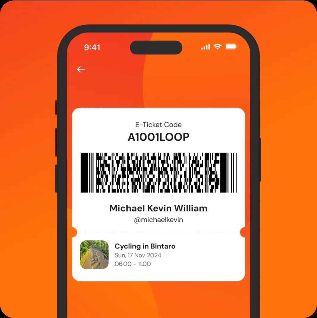 Ilustrasi fitur Tiket & Check-in di aplikasi KUYY!